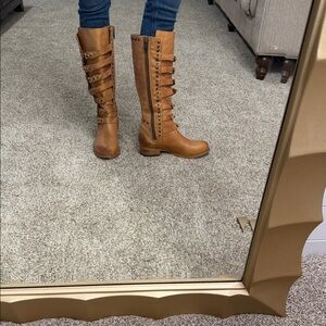 Rory Freebird Tan Buckle Knee-High Riding Boots